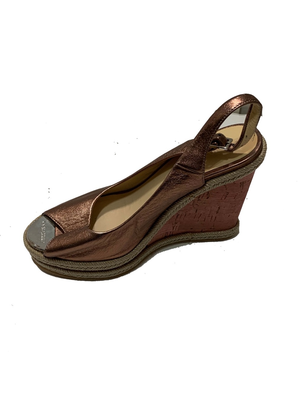 Jimmy Choo Metallic Bronze Peep-Toe Wedge Sandals - Picture 5 of 8